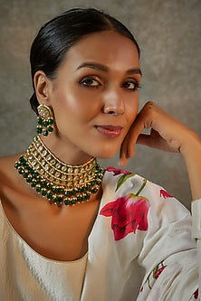 Gold Plated Kundan Polki Choker Necklace Set