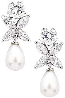 Silver Finish Pearl Embellished Earrings