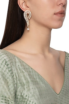 Gold plated diamond long earrings