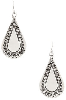 Antique Silver Finish Fish Hook Textured Earrings