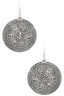 Antique Silver Finish Fish Hook Round Danglers