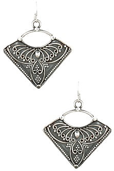 Antique Silver Finish Fish Hook Wings Earrings