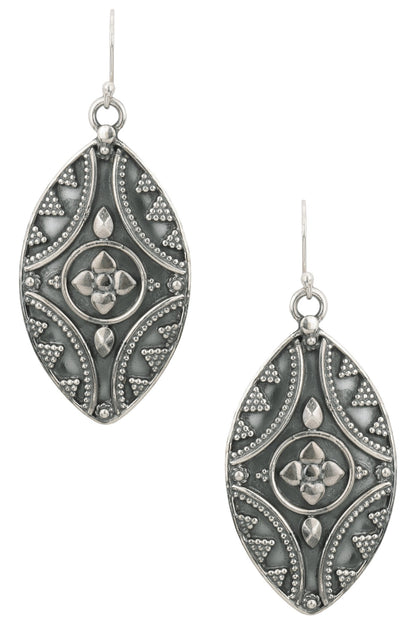Antique Silver Finish Abstract Eye Earrings