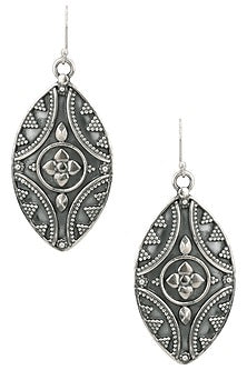 Antique Silver Finish Abstract Eye Earrings