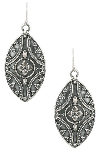 Antique Silver Finish Abstract Eye Earrings