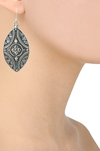 Antique Silver Finish Abstract Eye Earrings