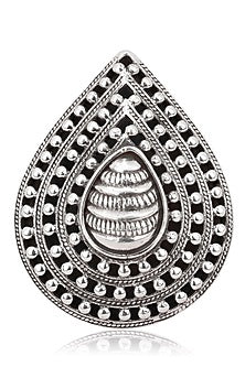 Antique Silver Finish Pear Ring