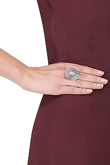 Antique Silver Finish Pear Ring