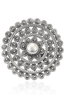 Antique Silver Finish Round Flower Ring
