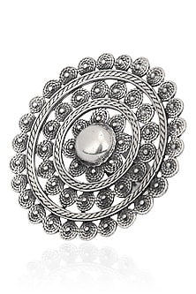 Antique Silver Finish Round Flower Ring