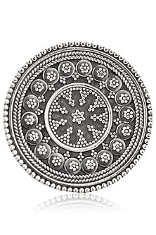 Antique Silver Finish Round Flower Ring