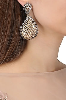 Rhodium Finish Drop Earrings