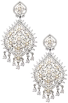Rhodium Plated Flower Earrings