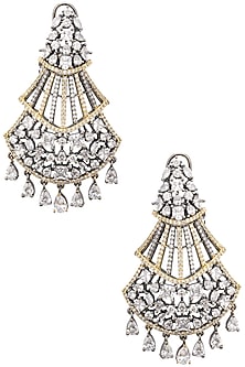 Rhodium Plated American Diamonds Tiered Earrings