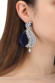 Gold Plated Blue Semi Precious Stone Earrings