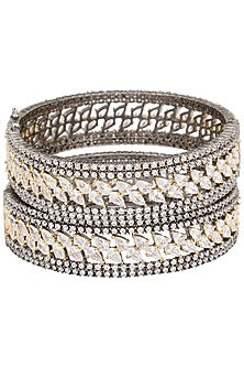 Rhodium Plated American Diamonds Bangle Set
