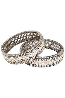 Rhodium Plated American Diamonds Bangle Set