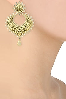 Gold Finish Textured Chandbali Earrings