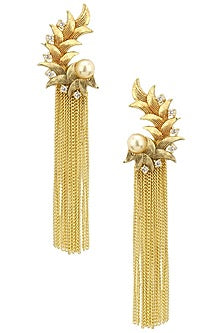 Antique Gold Finish Textured Tassle Earring
