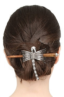 Rhodium Plated Drangonfly Hair Pin