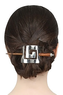 Rhodium Plated Sqaure Spiral Hair Pin