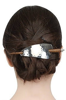 Rhodium Plated Geometric Design Hair Pin
