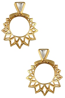 Gold Plated Crystal Stone Sunray Earrings