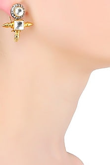 Gold Plated Crystal Stone Bullet Earrings