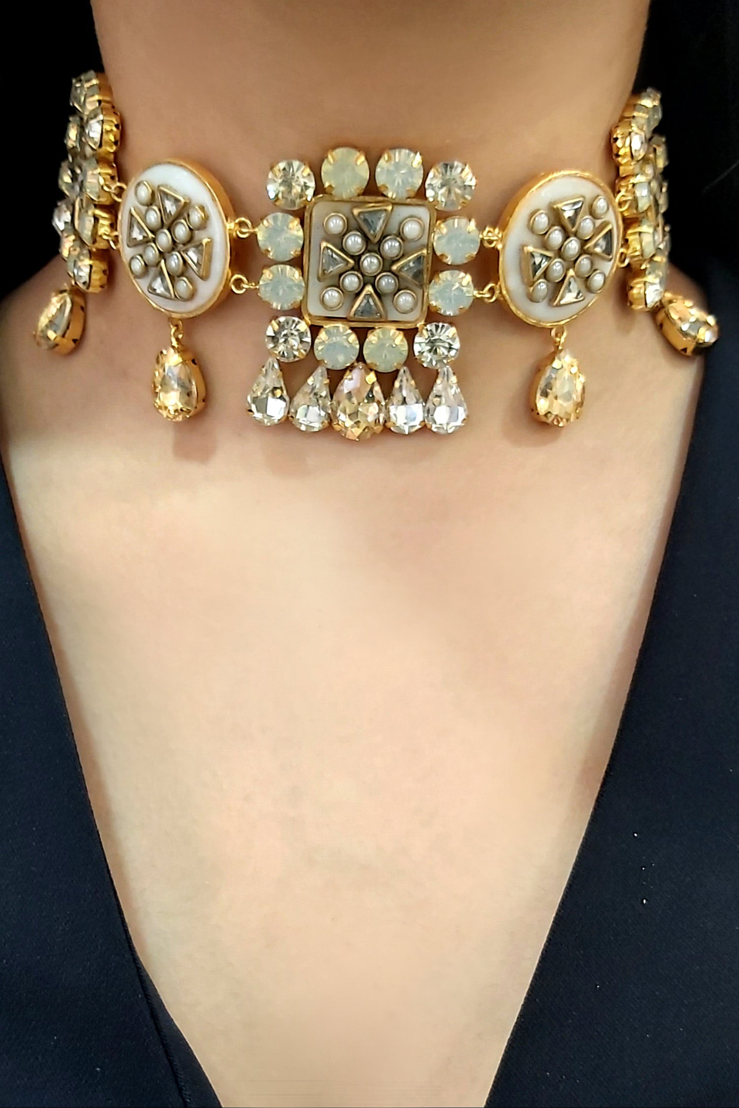 Gold Crystal & Kundan Choker 