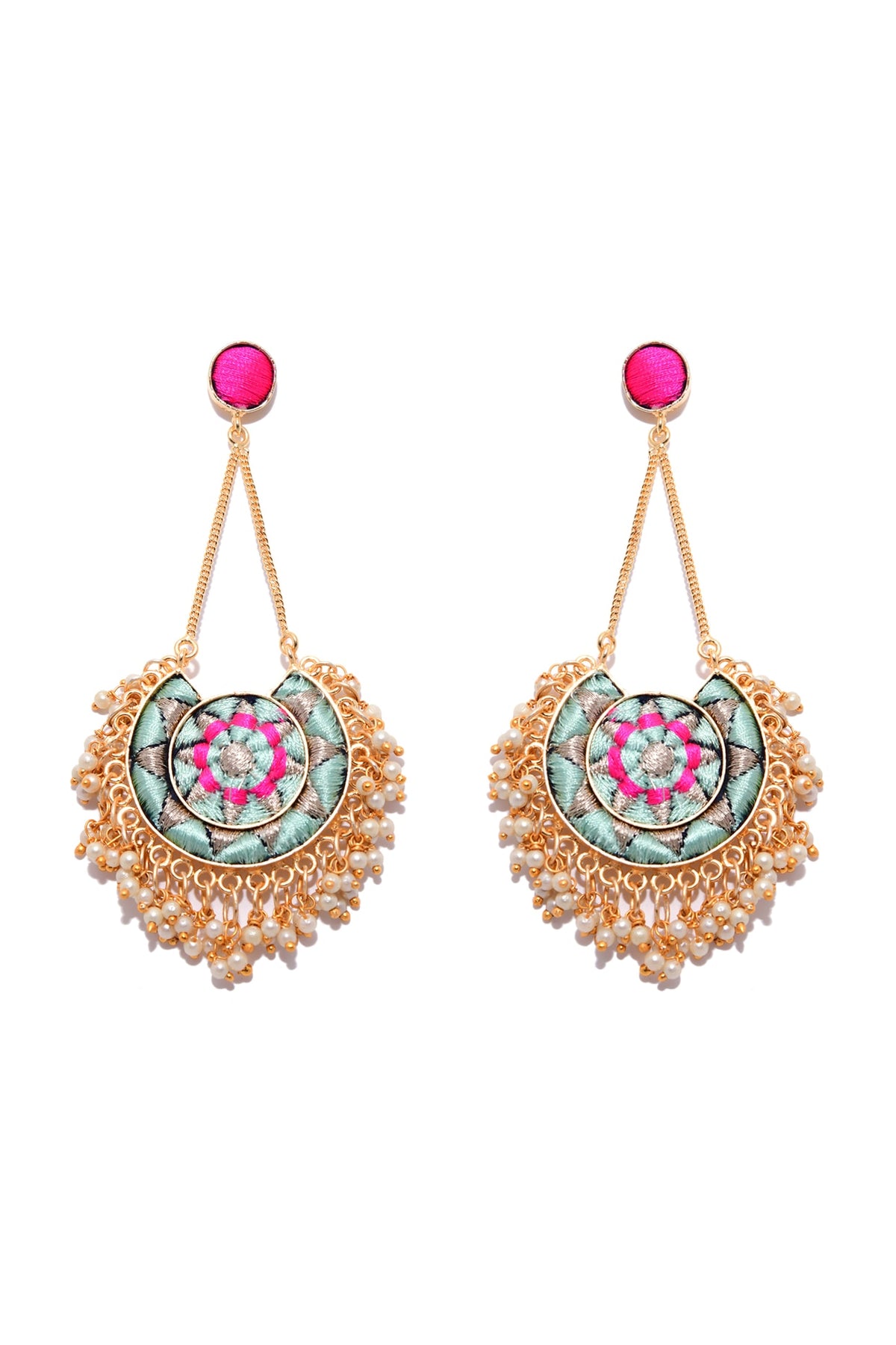 Matte Gold Finish Long Chain Earrings