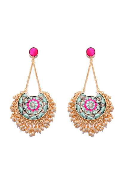 Matte Gold Finish Long Chain Earrings