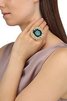 Matte Finish Three Toned Silk Thread Ring