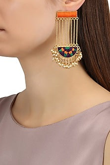 Matte Finish Semi Circle Dangler Earrings