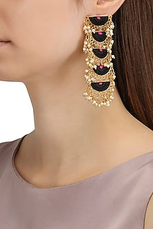Matte Finish Five Tier Geometric Earrings