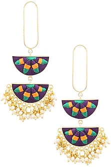 Matte Finish Semi Circle Two Tier Earrings