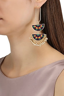 Matte Finish Semi Circle Two Tier Earrings