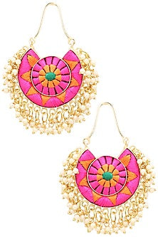 Matte Finish Round Silk Thread Earrings