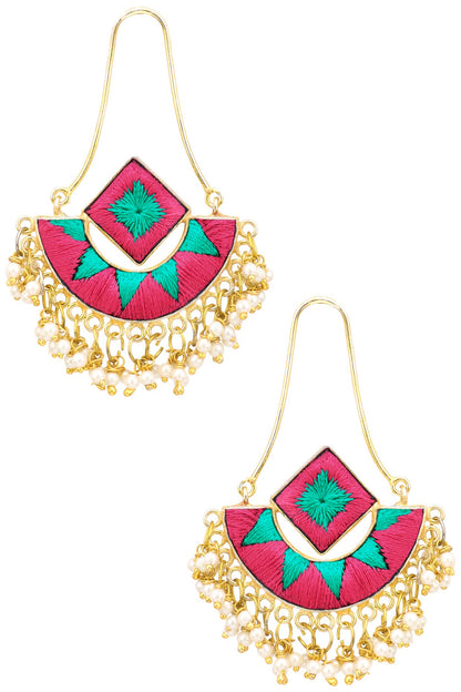 Matte Finish Two Toned Dangler Earrings