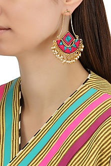 Matte Finish Two Toned Dangler Earrings