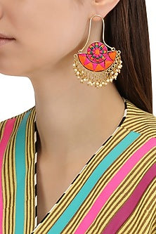 Matte Finish Silk Thread Embroidery Earrings