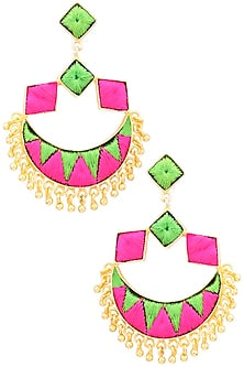 Matte Finish Silk Thread And Trinklets Earrings