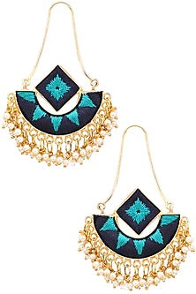 Matte Finish Navy Blue And Rama Green Earrings