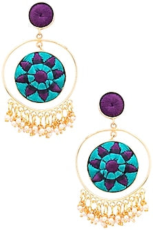 Matte Finish Circular Three Toned Earrings