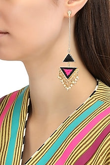 Matte Finish Triangular Two Toned Earrings