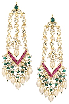 Gold Plated Long Kundan Earrings