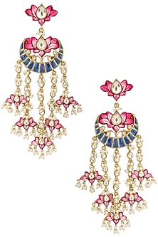 Gold Plated Lotus Dangler Earrings