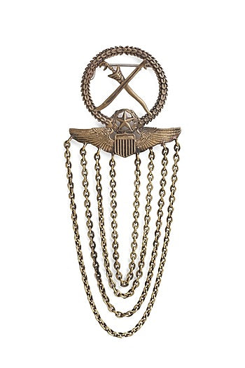 Antique Gold Finish Army Statement Brooch