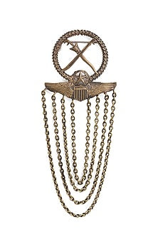 Antique Gold Finish Army Statement Brooch