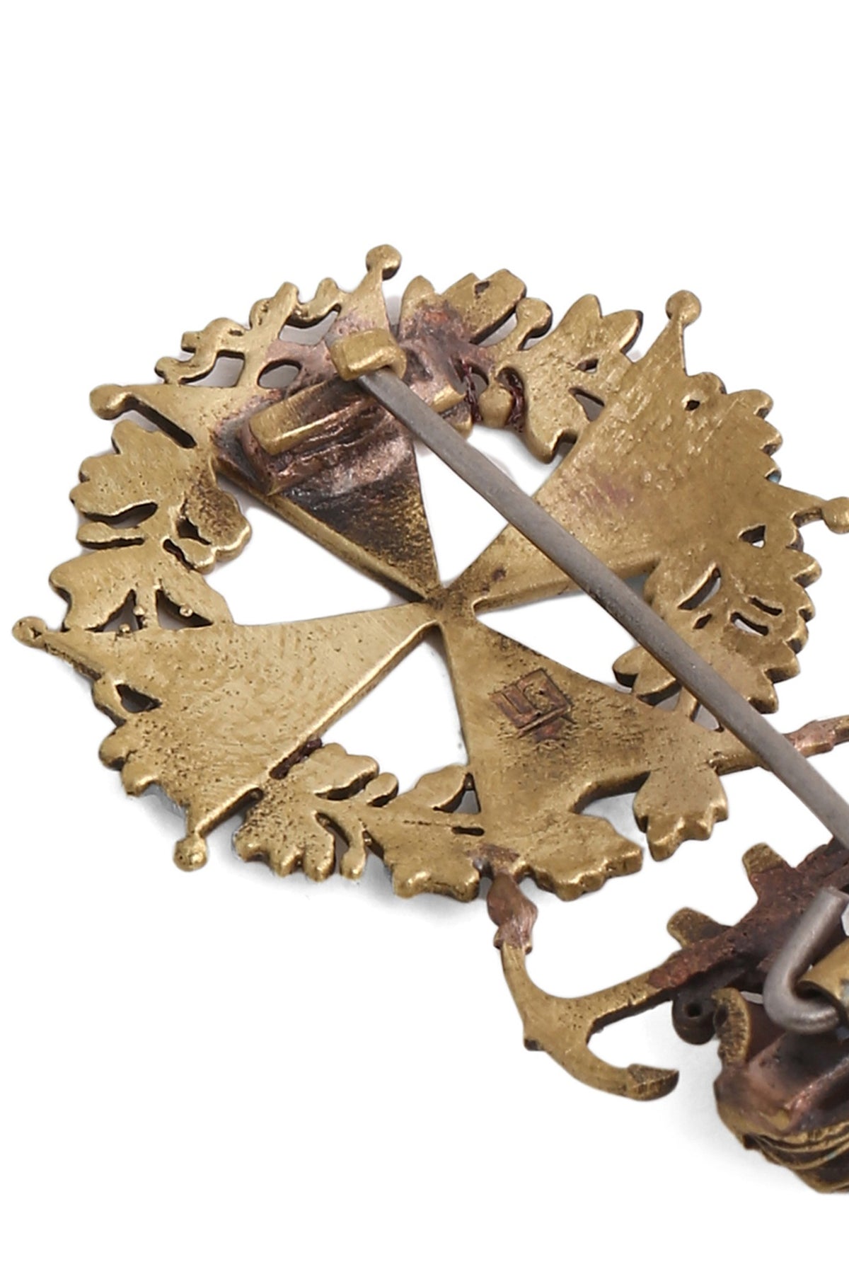 Antique Gold Finish Army Inspired Brooch