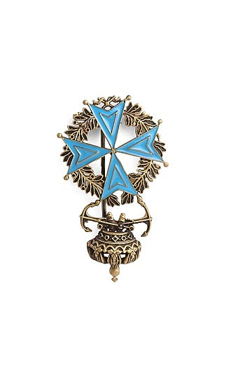 Antique Gold Finish Army Inspired Brooch